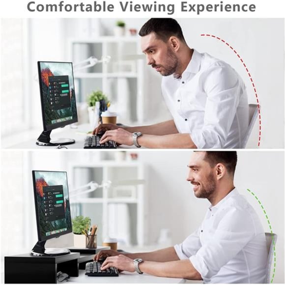 Dual Monitor Stand Riser Office Desktop Organizer Stands for 2 Monitors Length - Picture 6 of 6